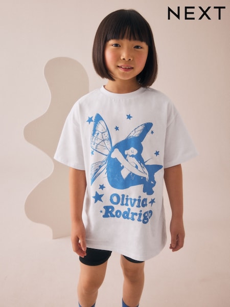 White Oversized 100% Cotton Olivia Rodrigo License T-Shirt (3-16yrs) (AP6128) | €20 - €28
