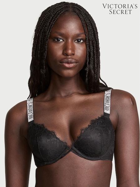 Victoria's Secret Black Lightly Lined Demi Shine Strap Lace Bra (AP6156) | €68