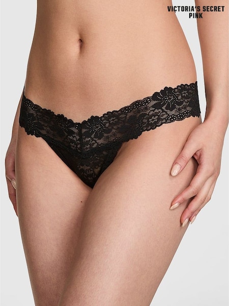 Victoria's Secret PINK Black Lace Thong Knickers (AP6174) | €10.50