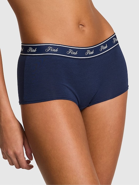Victoria's Secret PINK Midnight Navy Blue Short Cotton Logo Knickers (AP6176) | €10.50