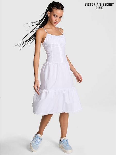 Victoria's Secret PINK Bright White Prarie Poplin Midi Dress (AP6196) | €63
