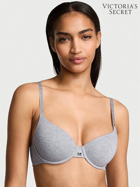 Victoria's Secret Heather Grey Lightly Lined Demi Cotton Logo Bra (AP6207) | €45