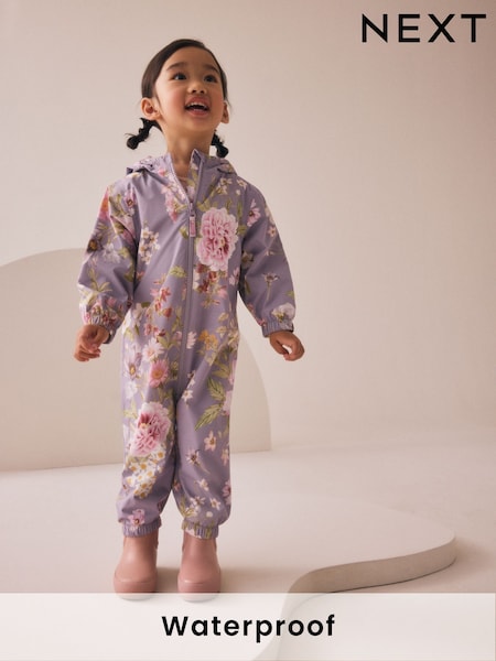 Purple Waterproof Printed Puddlesuit (3mths-7yrs) (AP6250) | €26 - €32
