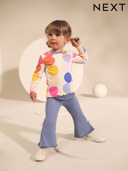 Blue Rib Flare Leggings (3mths-7yrs) (AP6254) | AED20 - AED30