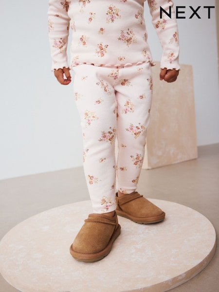 Ecru/Weiss/Geblümt - Rib Leggings (3mths-7yrs) (AP6269) | 7 € - 10 €