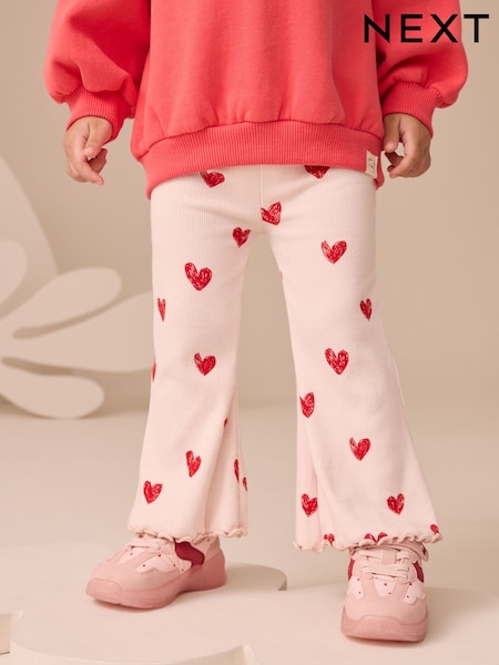 Light Pink Heart Rib Flare Leggings (3mths-7yrs) (AP6274) | AED25 - AED36