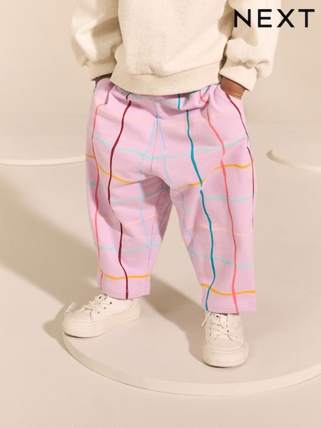 Lilac Purple Check Textured Barrel Leg Trousers (3mths-7yrs) (AP6280) | 49 QAR - 59 QAR
