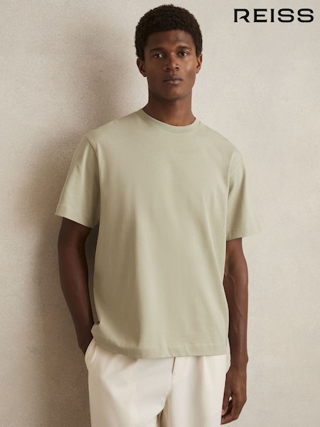 Reiss Sage Green Tate Cotton Garment-Dyed Oversized T-Shirt (AP6291) | €70