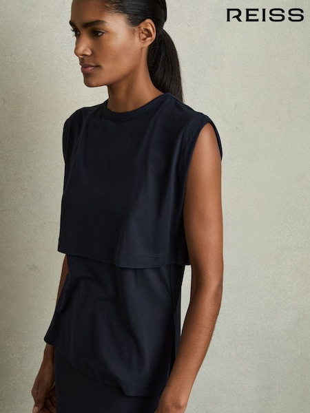 Reiss Navy Carmen Double-Layer Sleeveless Top (AP6298) | €140