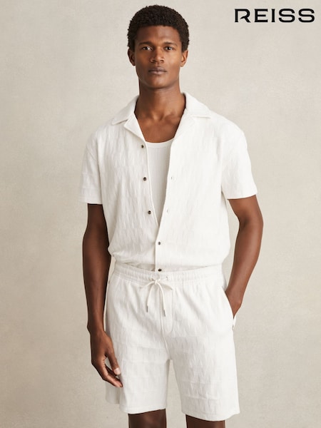 Reiss Off White Ackling Cotton Textured Cuban-Collar Shirt (AP6334) | €142