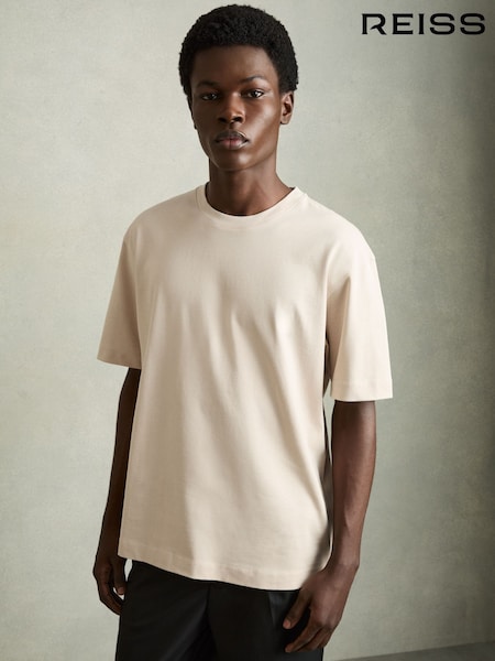Reiss Bisque Stone Tate Cotton Garment-Dyed Oversized T-Shirt (AP6338) | €73