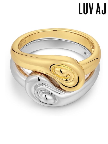 Luv Aj Gold Tone The Two-Tone Coquille Ring Set - Size 5 (AP6357) | €150
