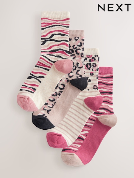 Pink Animal Ankle Socks 4 Pack (AP6521) | €14.50