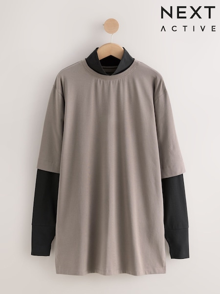 Mocha rjava - Active Long Sleeve Modest T-Shirt (AP6565) | € 35