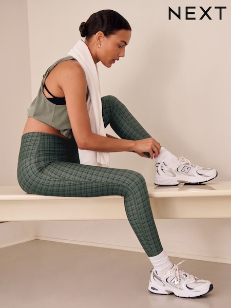 Khaki Check Balance Sports Yoga Leggings (AP6576) | R$ 210
