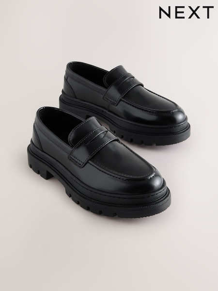 Black Leather Cleated School Loafer (AP6616) | €37 - €47