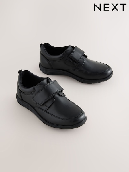 Black Standard Fit (F) Leather 1 Strap Touch Fastening School Shoes (AP6624) | €35 - €58