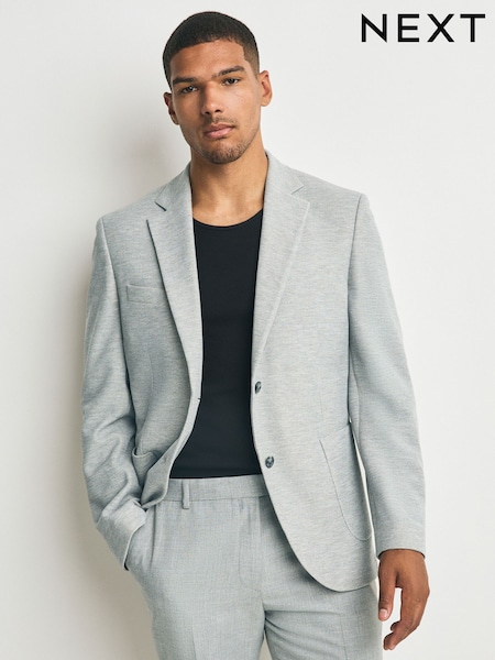 Gri - Slim Fit Smart Waffle Textured Blazer With Stretch (AP6750) | 534 LEI