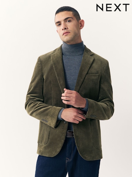 Sage Green Regular Fit Regular Fit Cord Blazer (AP6754) | 440 QAR