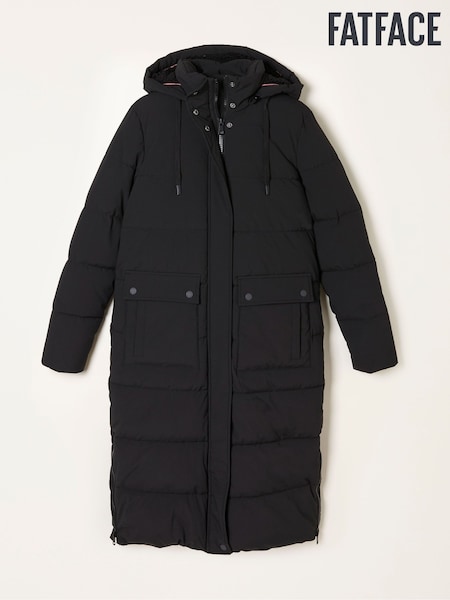 أسود - FatFace Longline Puffer Coat (AP6809) | ‏815 د.إ.‏