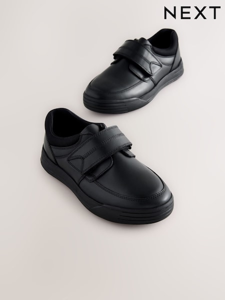 Black Leather 1 Strap Touch Fastening School Shoes (AP6848) | € 43 - € 54