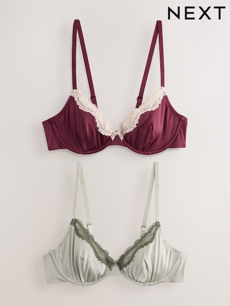 Plum/Green Non Pad Plunge High Shine Bra (AP6873) | €28