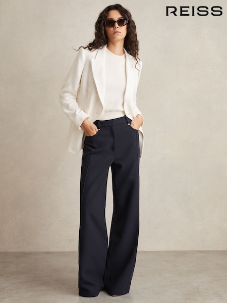 Reiss Navy Heather Palazzo Tailored Trousers (AP6934) | €195