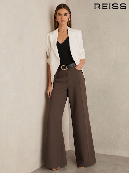 Reiss Mink Neutral Heather Palazzo Tailored Trousers (AP6935) | €195