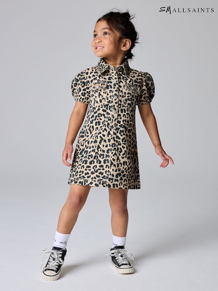 smALLSAINTS Leopard Younger Jackie Puff Sleeved Denim Dress (AP6959) | €43 - €45