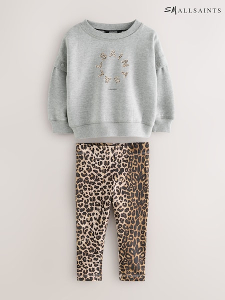 smALLSAINTS Grey/Leopard Tierra Sweatshirt and Legging Younger Girls Set (AP6972) | €45 - €48