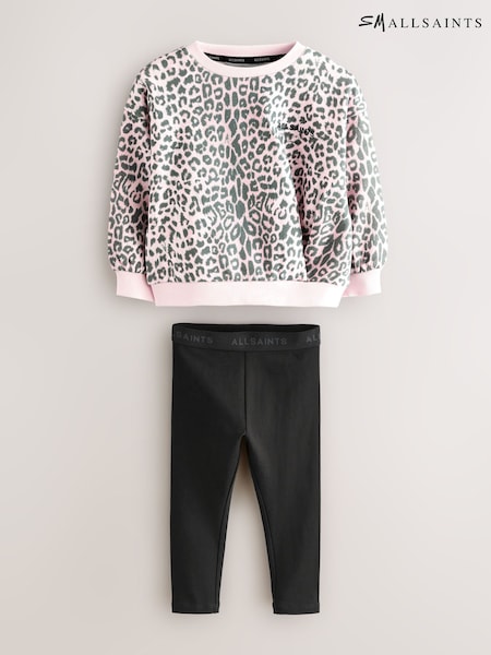 smALLSAINTS Pink Leopard Rihan Younger Girls Sweatshirt and Leggigs Set (AP6975) | €45 - €48