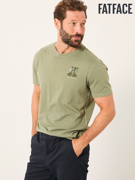 FatFace Sage Green Tile Panel Graphic T-Shirt (AP6987) | €42