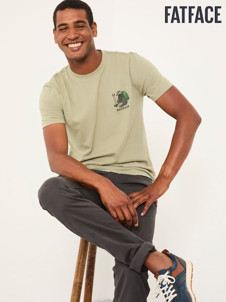 FatFace Light Green Badger Hiker Graphic Tshirt (AP6993) | €36.50