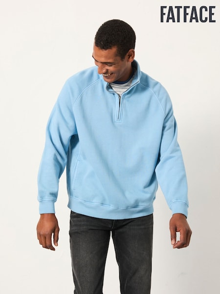 FatFace Brooke Chambray Blue Half Neck Sweat Top (AP7028) | AED320