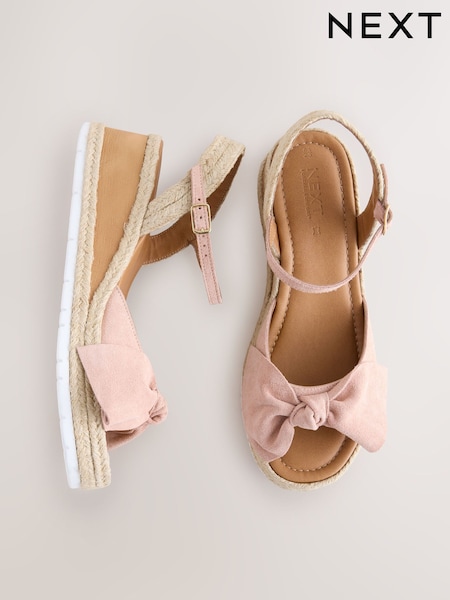 Nude Standard Fit Forever Comfort® Suede Bow Espadrilles Platform Wedges (AP7104) | R$ 420