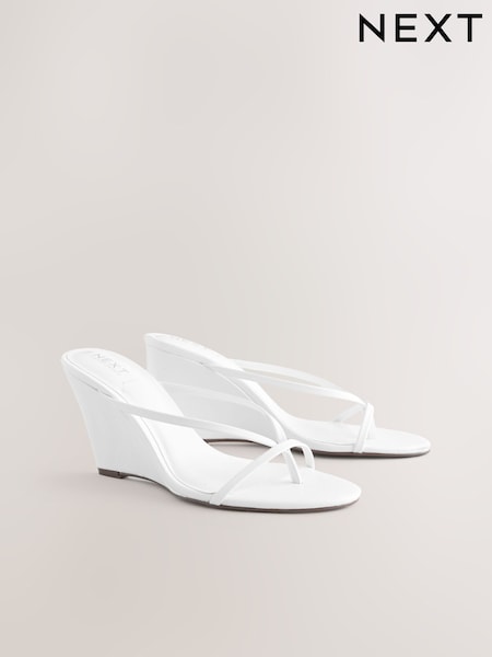לבן - Forever Comfort® Toe Thong Wedge Heels (AP7109) | ‏127‏₪