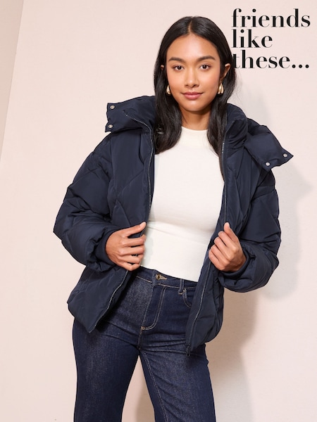 Friends Like These Navy Short Quilted Puffer Jacket (AP7146) | €75