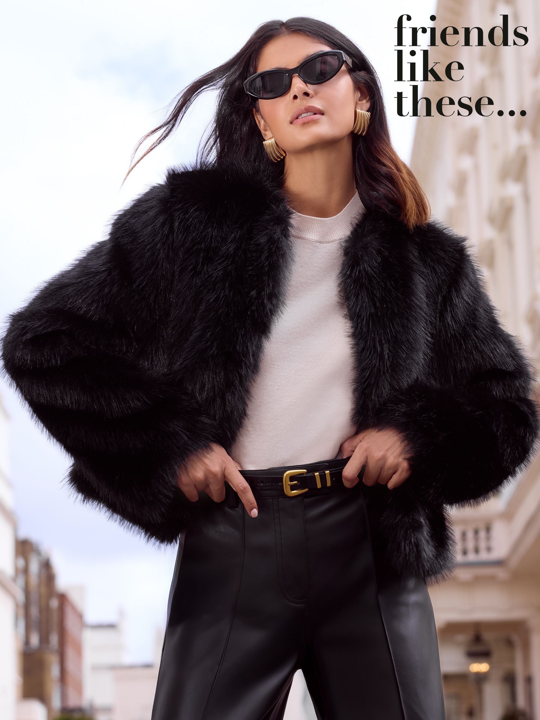 Buy Women's Coats and Jackets Black Short Faux Fur Online | Next
