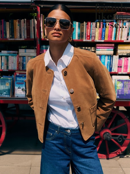 Friends Like These Collarless Faux Suede Jacket (AP7185) | R$ 545