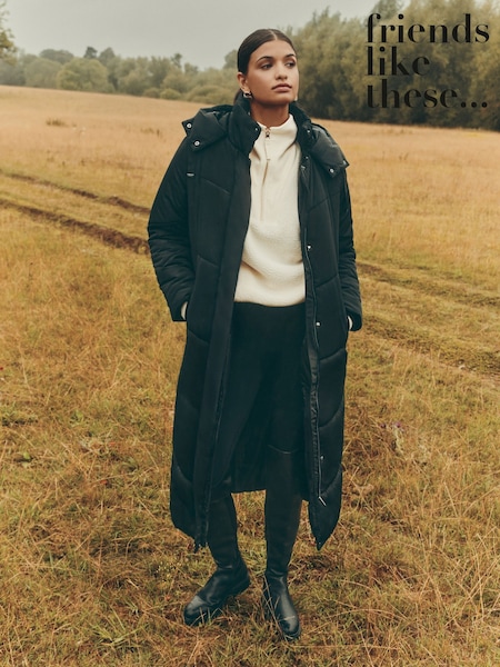 Friends Like These Long Line Hooded Padded Coat (AP7211) | R$ 780