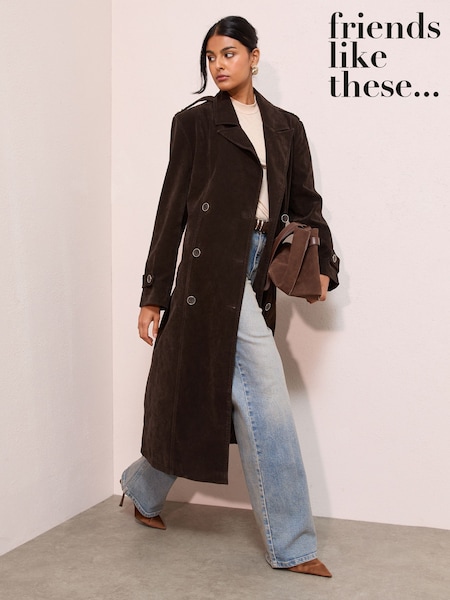 Friends Like These Faux Suede Maxi Belted Trench Coat (AP7213) | 126 €