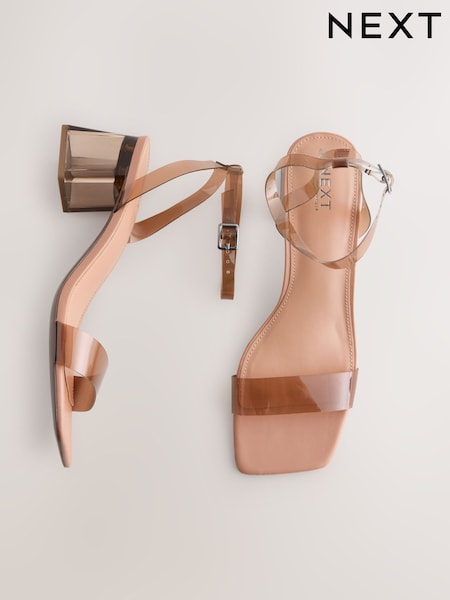 Camel Nude Forever Comfort® Square Toe Vinyl Low Block Sandals (AP7234) | AED143