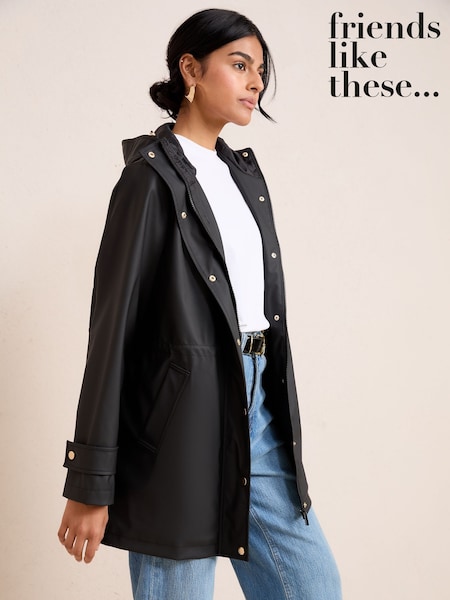 Friends Like These Black Petite Mid Length Raincoat (AP7242) | €78