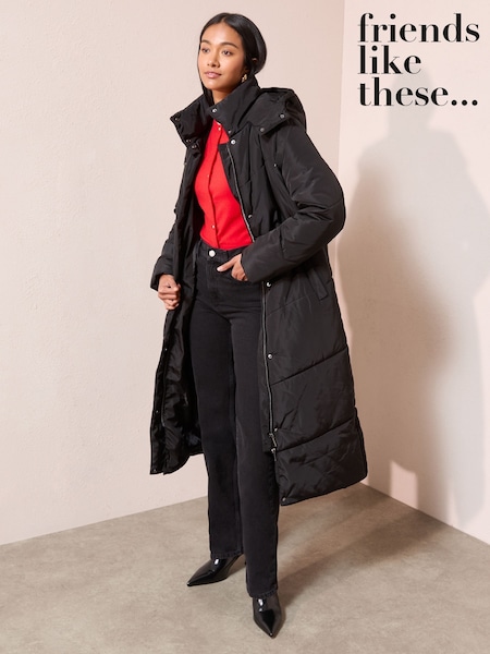 Friends Like These Long Line Hooded Padded Coat (AP7244) | R$ 780