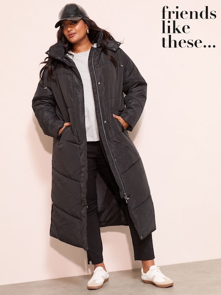 Friends Like These Long Line Hooded Padded Coat (AP7254) | R$ 780