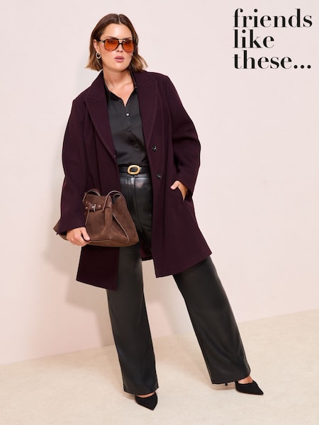 Friends Like These Burgundy Red Curve Tailored Mid Length Single Button Coat (AP7257) | €86