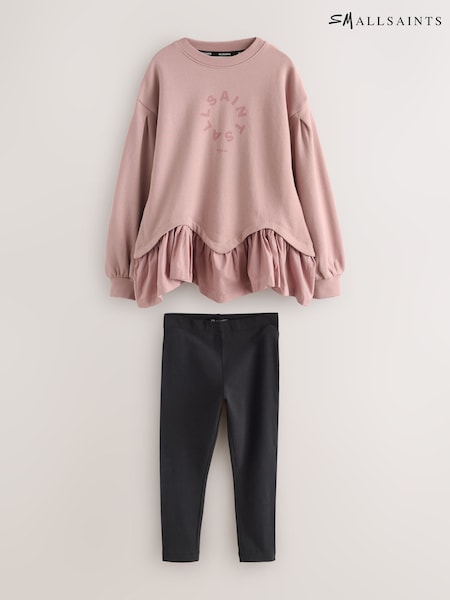 smALLSAINTS Pink/Black Tierra Peplum Sweatshirt and Leggings Set (AP7302) | 178 QAR - 198 QAR
