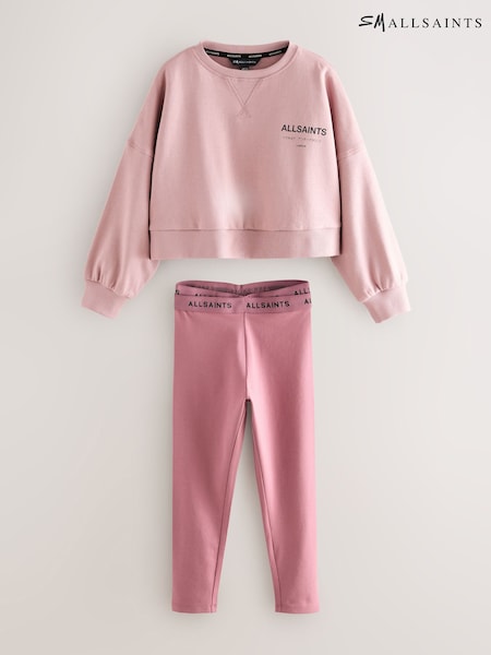 smALLSAINTS Mid Pink Underground Cropped Sweatshirt and Legging Set (AP7307) | AED221 - AED245