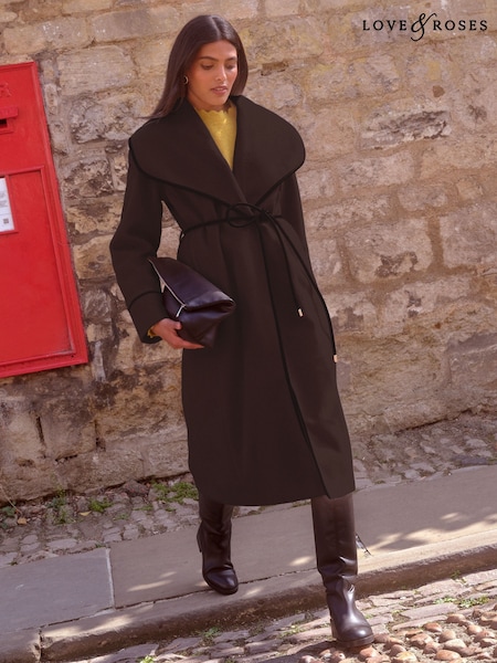 Chocolate marrom - Love & Roses Eyelet Wrap Coat (AP7382) | R$ 970
