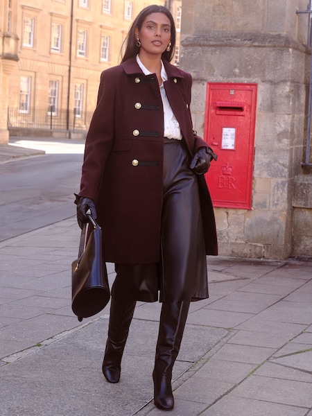 Love & Roses Berry Red Frogging Coat (AP7389) | €114